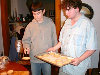 Nathan and Patrick baking cookies